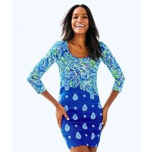LILLY PULITZER Beacon T-shirt Dress In Twilight Blue Show Down‎ Size Small